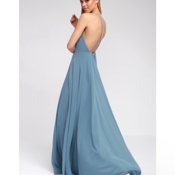Lulus Dresses & Skirts - NEW Lulus women’s Mythical Kind of Love Slate Blue Maxi sleeveless Dress SMALL